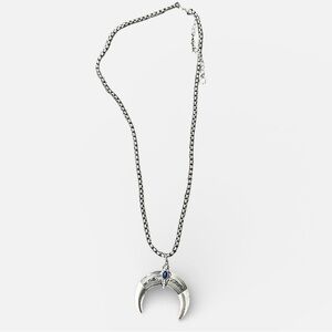 Cato Silver and Blue Crescent Necklace